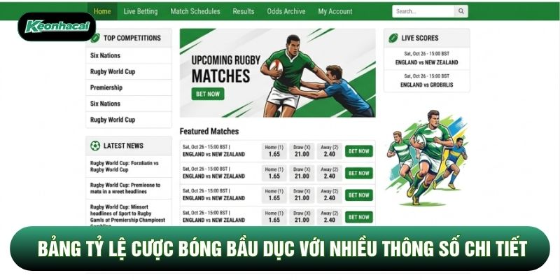 Bảng tỷ lệ cược bóng bầu dục với nhiều thông số chi tiết Bảng tỷ lệ cược bóng bầu dục với nhiều thông số chi tiết